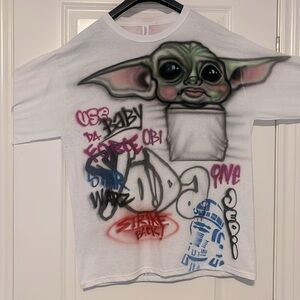 One of a kind Artist graffiti airbrush long sleeve SZ large. Star Wars